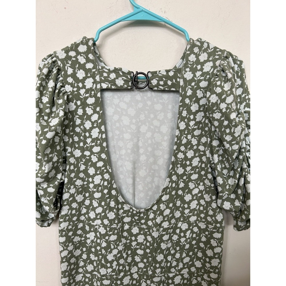 Free People Prairie Floral Rosie Knit Green Midi Dress‎ Sz L - Picture 5 of 7